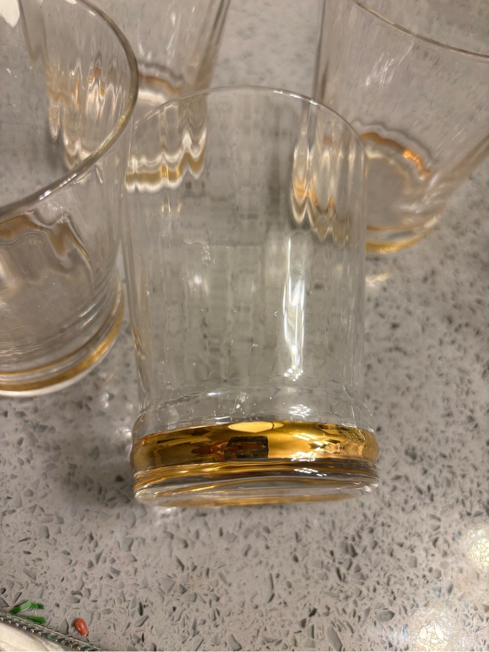Set of Vintage Mid-Century Modern Lowball/Rocks Glasses  w/ gold band accent